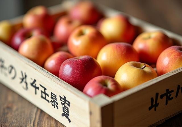 木箱に詰められた輸出用の日本の果物